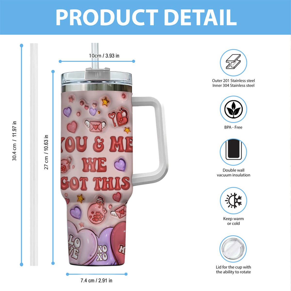 Personalized Mouse Ears Couple Tumbler with Handle for Engagement Tumbler With Handle GradoCreations