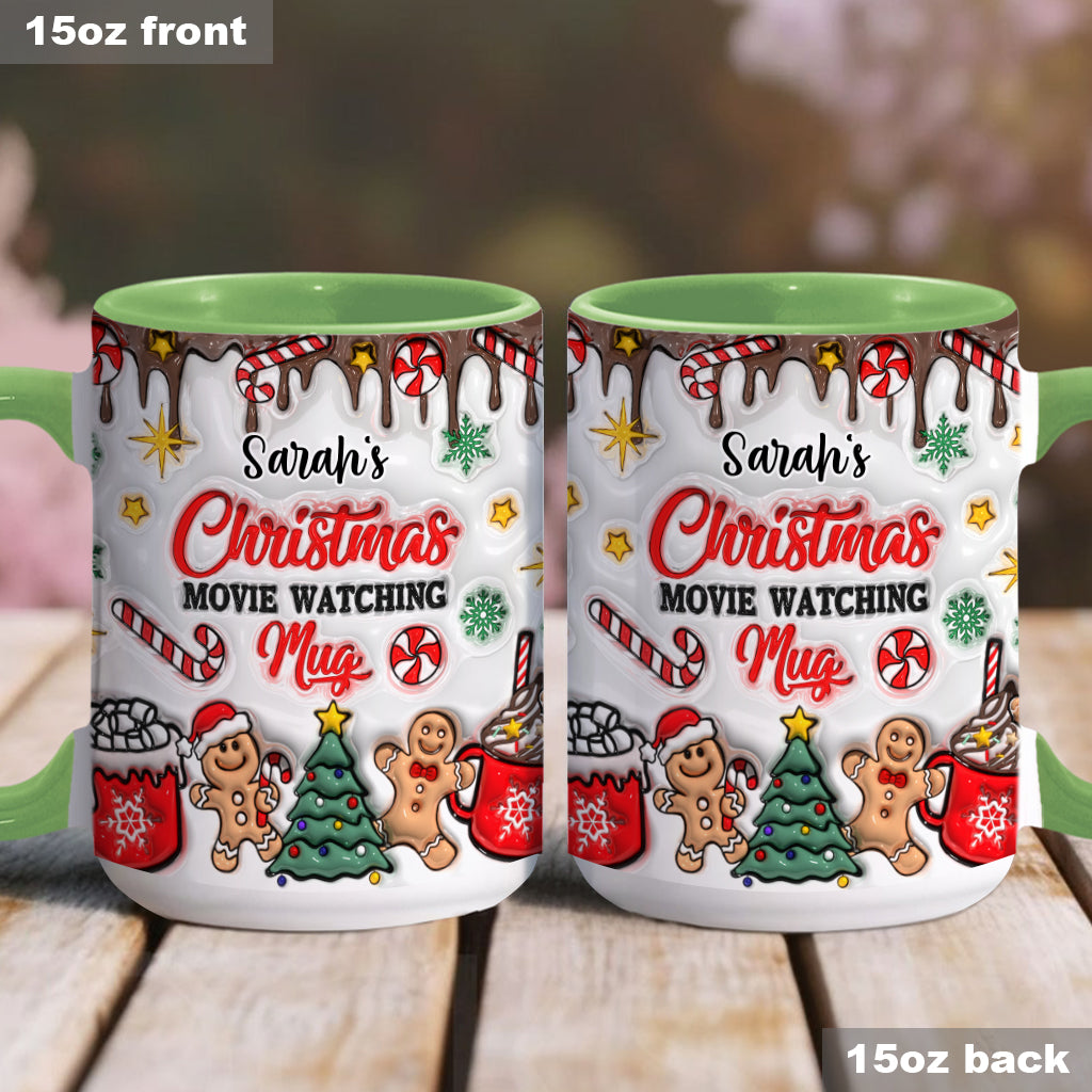 Personalized Christmas Movie Watching Mug Custom Name Gift Accent Mug GradoCreations