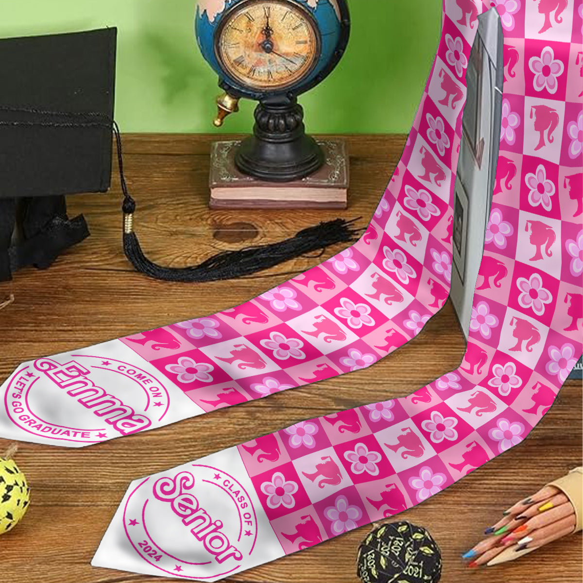 Personalized Pink Graduation Stole Custom Name for Seniors Graduation Stole GradoCreations