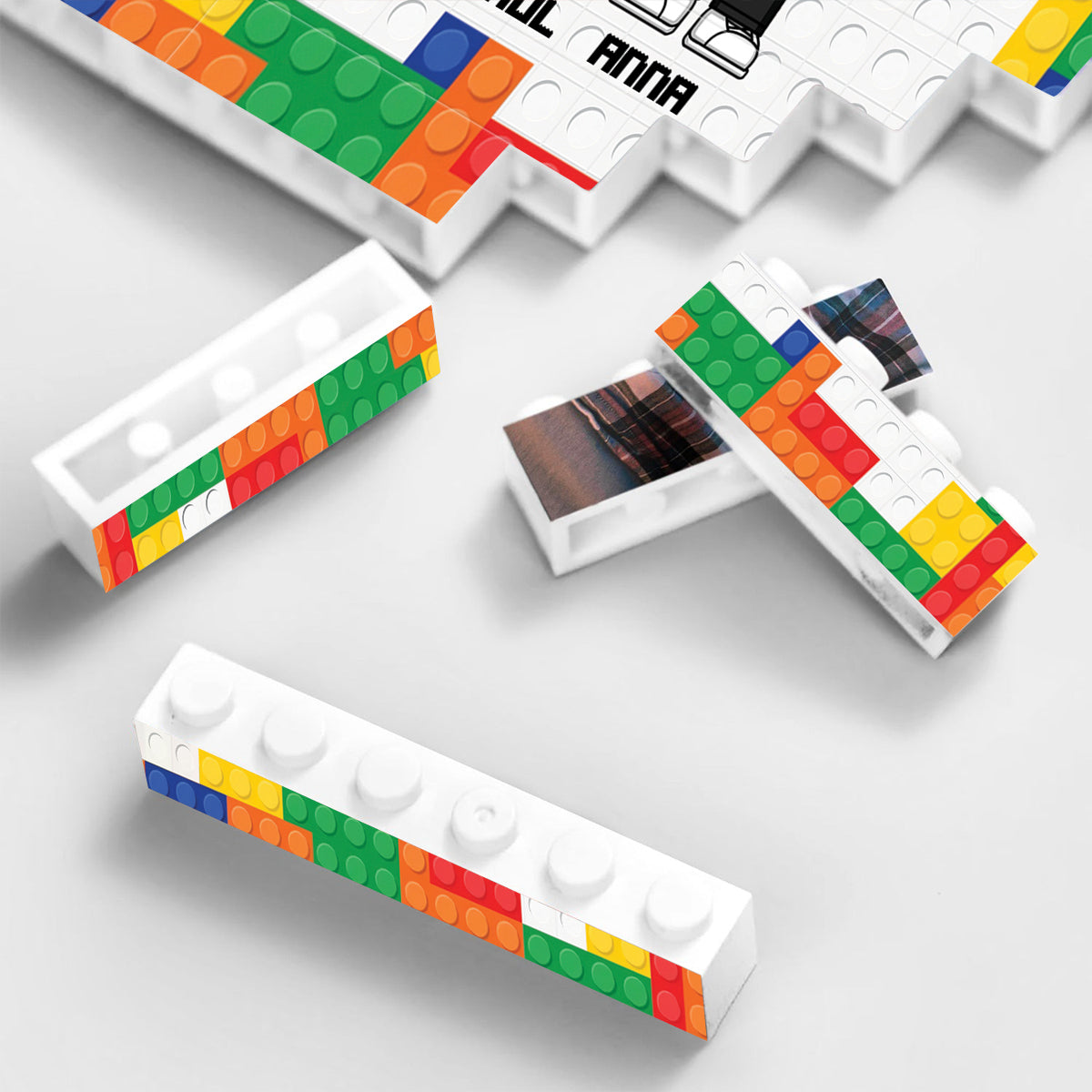 Personalized Family Building Brick Blocks Customizable Family Name Gift One-sided Rectangle Building Brick Blocks GradoCreations
