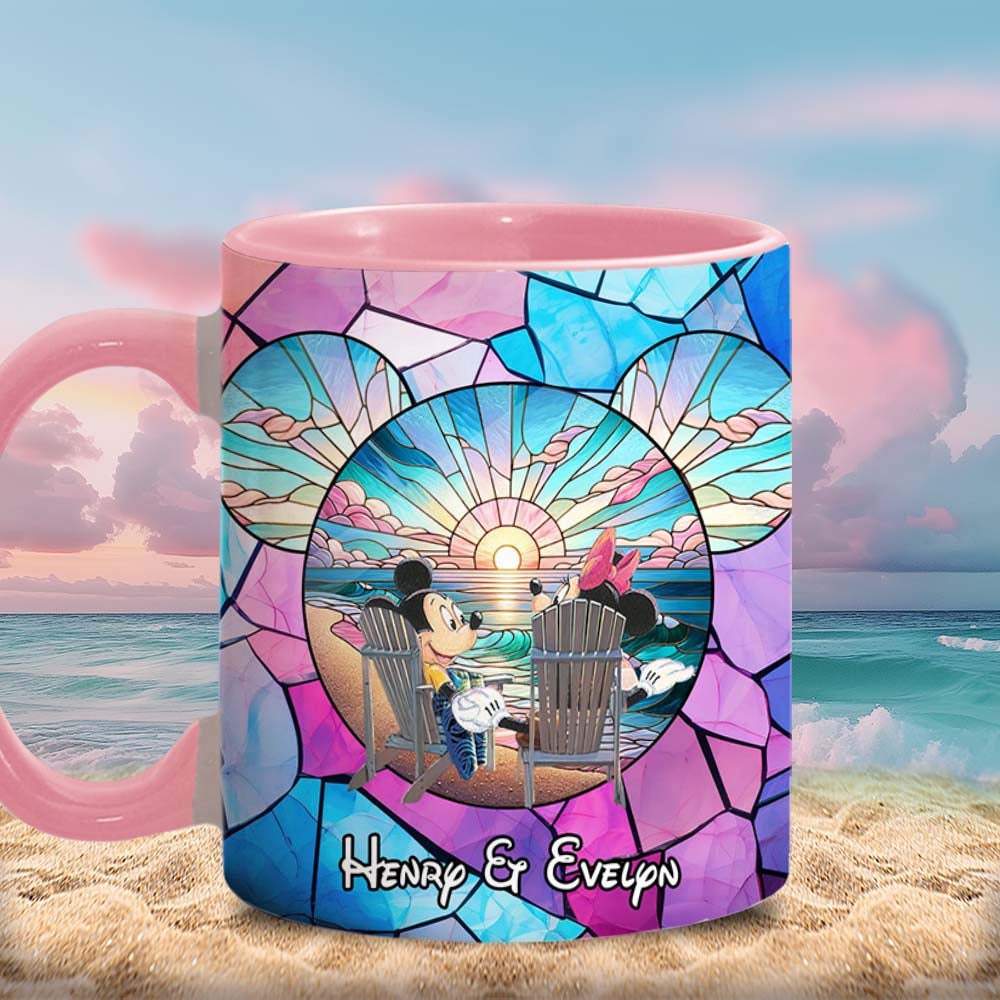 Personalized Ceramic Accent Mug with Sunset Design for Couples Accent Mug GradoCreations