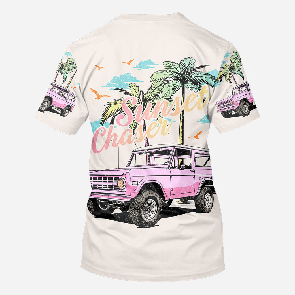 Personalized Sunset Chaser All Over Shirt with Custom Name for Beach Lovers All Over Shirt GradoCreations