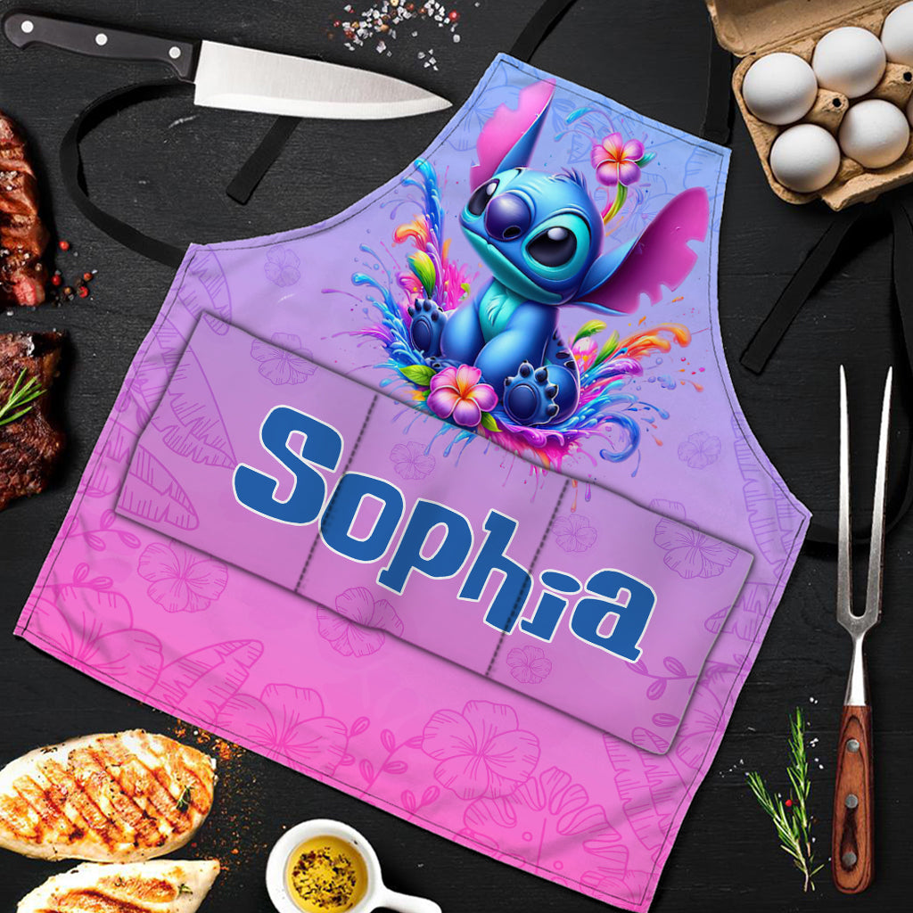 Personalized Colorful Ohana Apron with Custom Name Gift for Cooking Enthusiast Apron GradoCreations