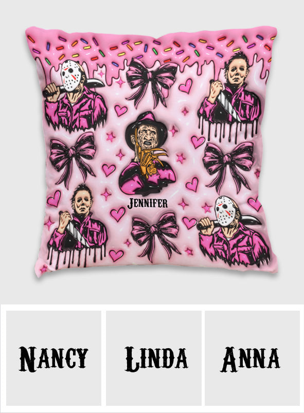 Personalized Horror Movie Fan Throw Pillow Custom Name Gift Throw Pillow GradoCreations