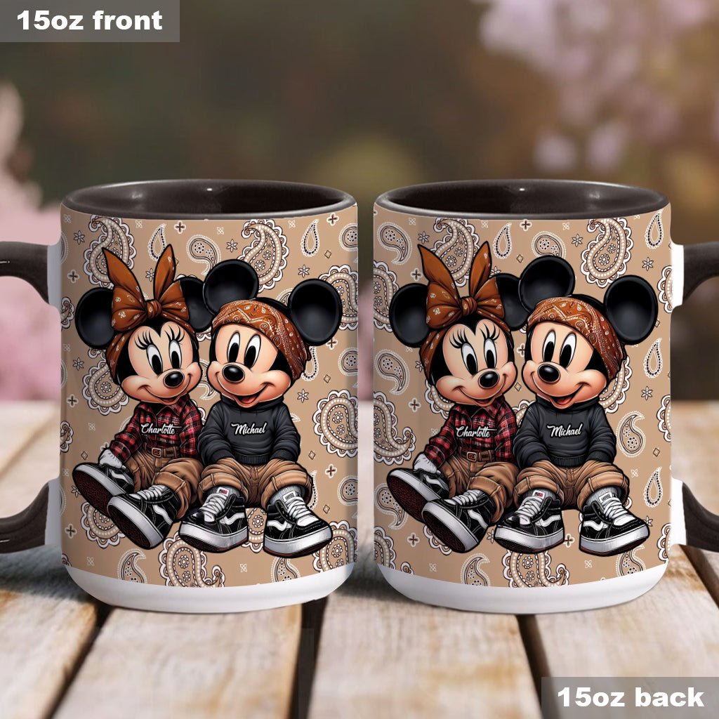 Personalized Mouse Couple Accent Mug Custom Name Gift for Anniversary Accent Mug GradoCreations