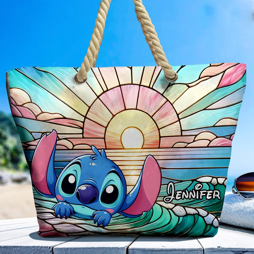 Personalized Canvas Beach Bag Custom Name with Rope Handles Beach Bag GradoCreations