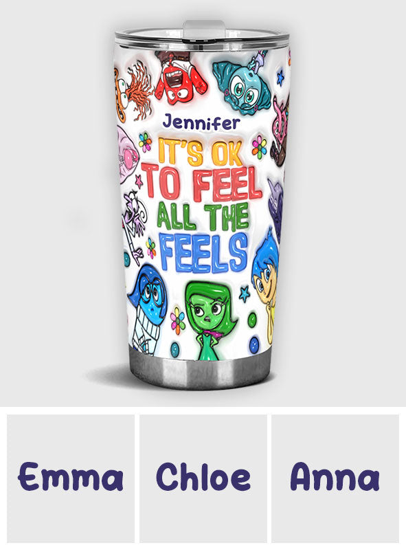 Personalized Tumbler It's Ok To Feel All The Feels Gift for Kids Tumbler GradoCreations
