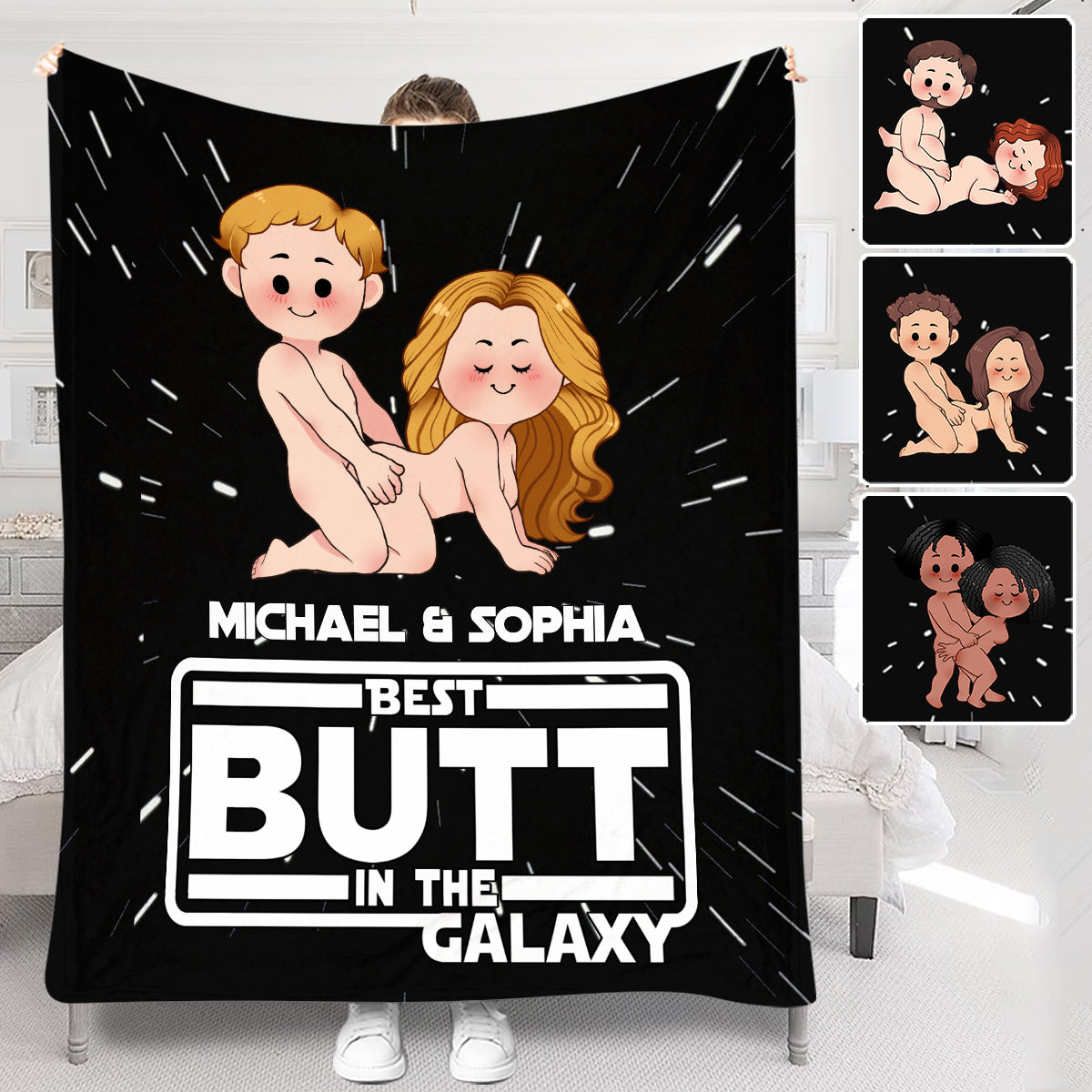 Personalized Best Butt in the Galaxy Blanket for Couples Blanket GradoCreations