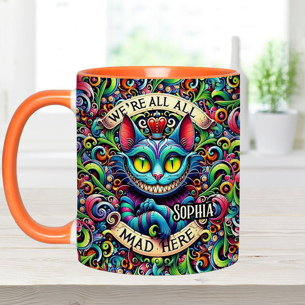 Personalized Ceramic Accent Mug with Colorful Cat Design for Birthdays or Christmas Accent Mug GradoCreations