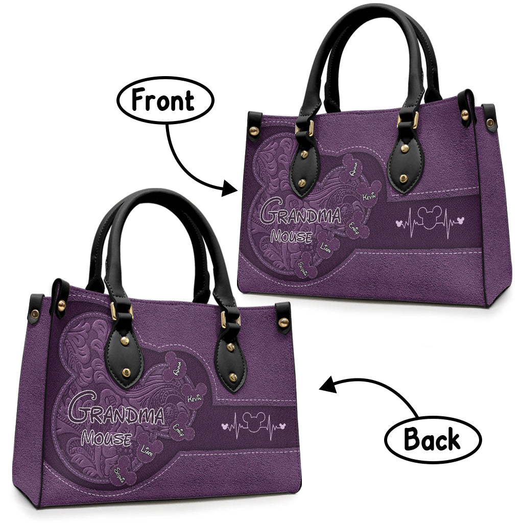 Personalized Mouse Ears Leather Handbag Custom Name Gift for Grandma Leather Handbag GradoCreations
