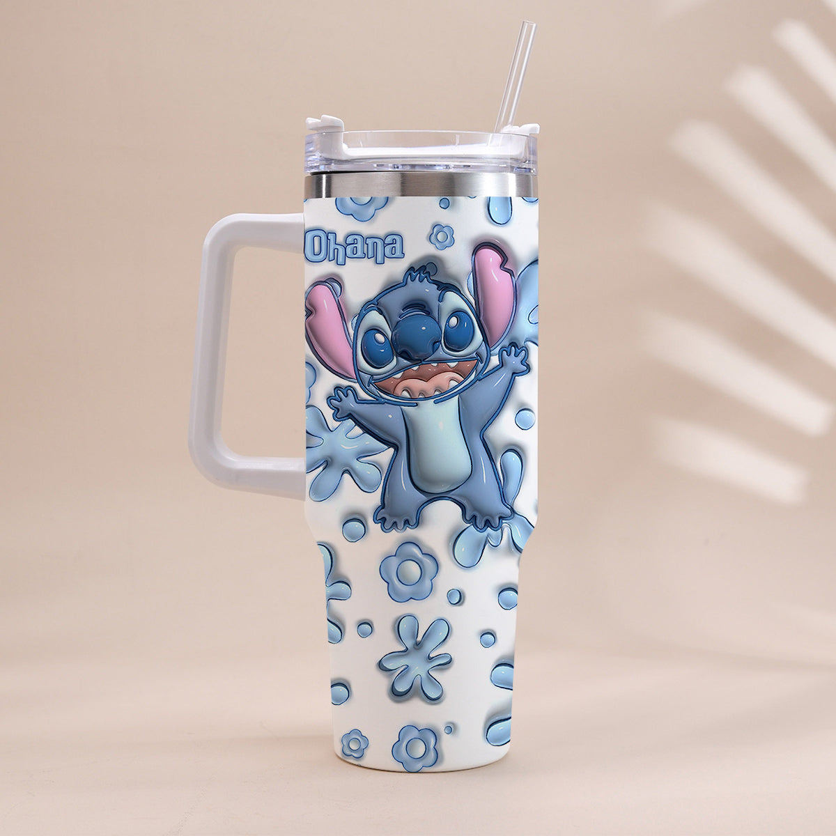 Personalized Ohana Tumbler with Handle Custom Design Gift Tumbler With Handle GradoCreations