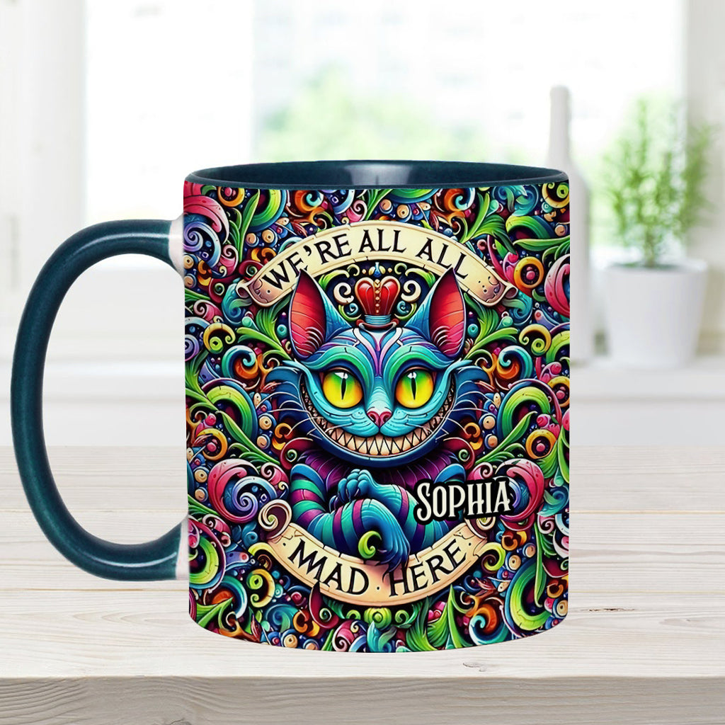 Personalized Ceramic Accent Mug with Colorful Cat Design for Birthdays or Christmas Accent Mug GradoCreations