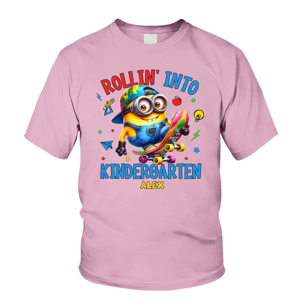 Personalized Kids T-Shirt Rollin Into Kindergarten Custom Name T-shirt & Hoodie GradoCreations