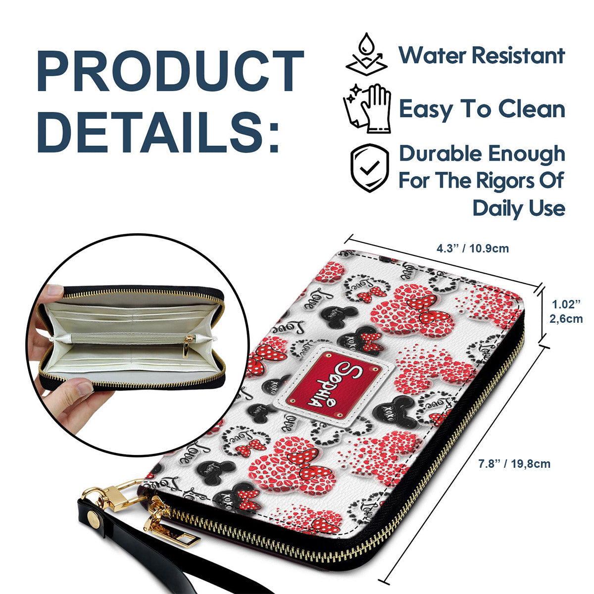 Personalized Minnie Mouse Leather Long Wallet for Women Leather Long Wallet GradoCreations