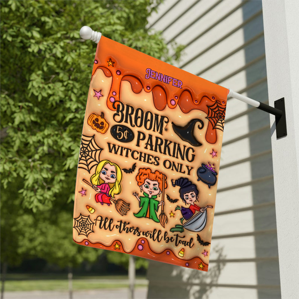Personalized Witches Garden Flag Halloween Decoration Custom Name Garden Flag GradoCreations
