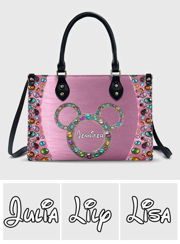Personalized Pink Leather Handbag with Custom Name for Women Leather Handbag 2 GradoCreations