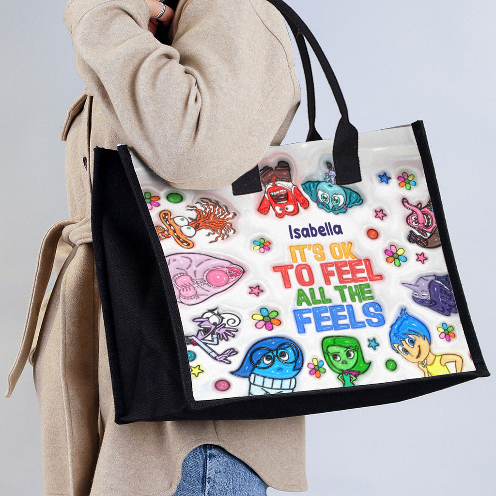 Personalized Canvas Tote Bag It's Okay To Feel All The Feels Gift for Mom/Teacher Canvas Tote Bag GradoCreations