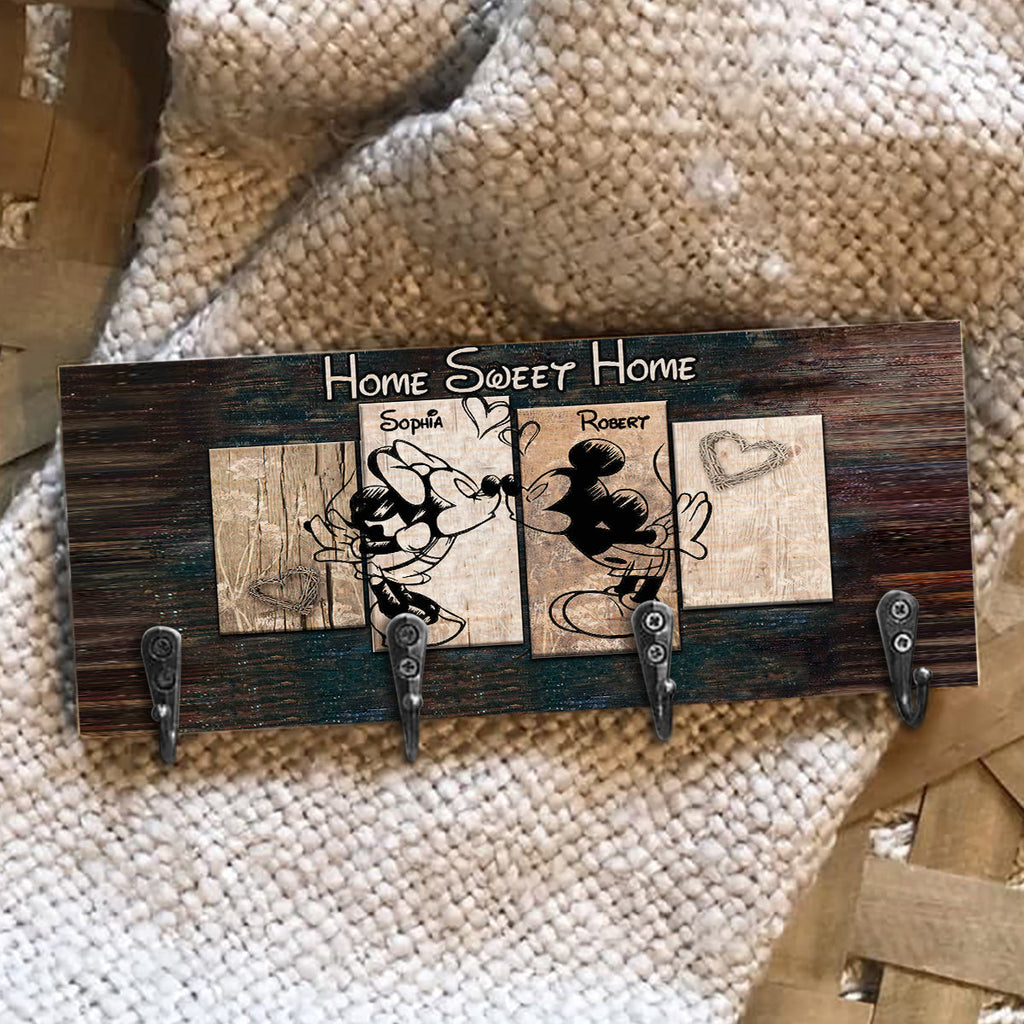 Personalized Home Sweet Home Key Rack Custom Name Gift Key Rack GradoCreations