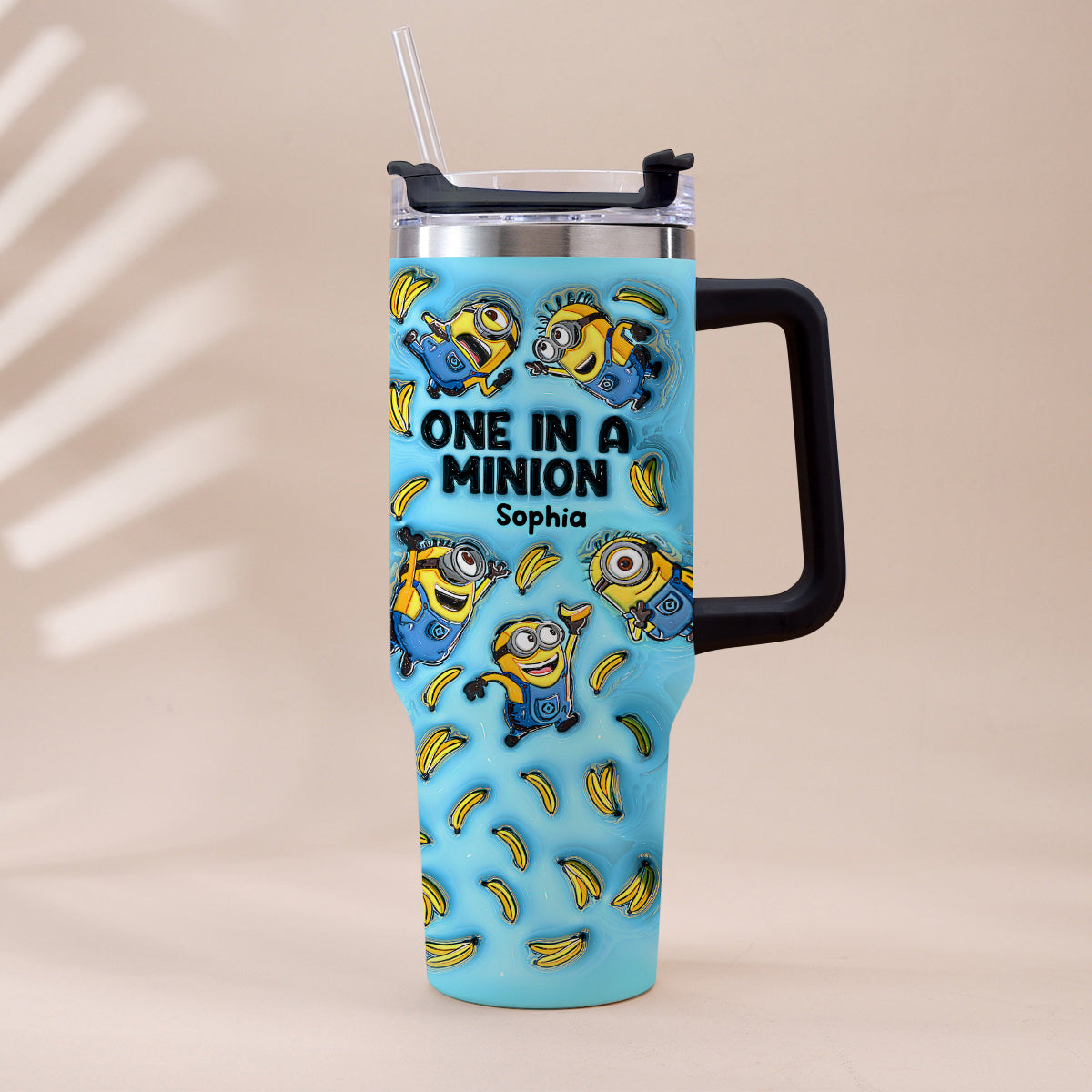 Personalized Minion Tumbler with Handle - Custom Name Gift Tumbler With Handle GradoCreations