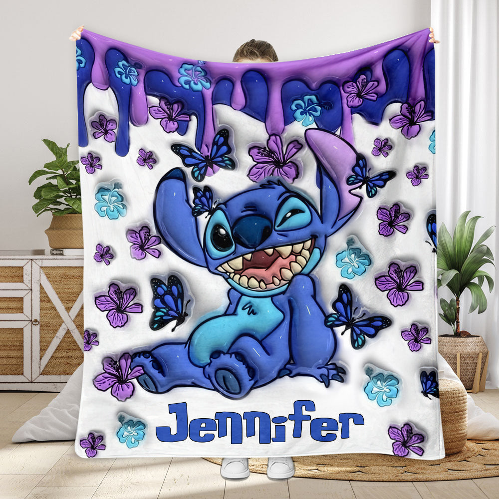 Personalized Purple Ohana Blanket Custom Name Gift for Kids Blanket GradoCreations