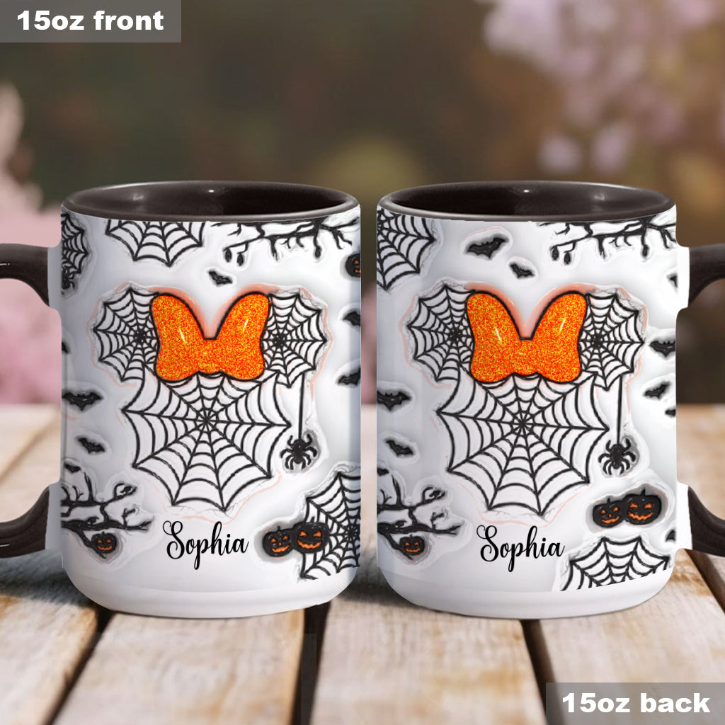 Personalized Halloween Accent Mug with Spider Webs & Name Accent Mug GradoCreations