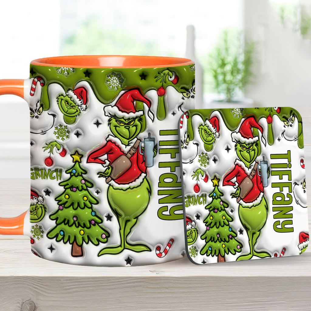 Personalized Grinch Accent Mug Custom Name Gift for Christmas Accent Mug GradoCreations