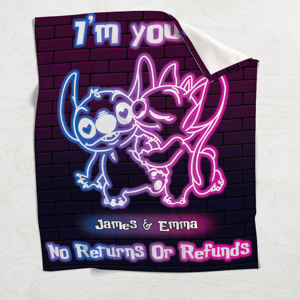 Personalized Neon Effect Ohana Blanket Custom Names Gift for Couples Blanket GradoCreations