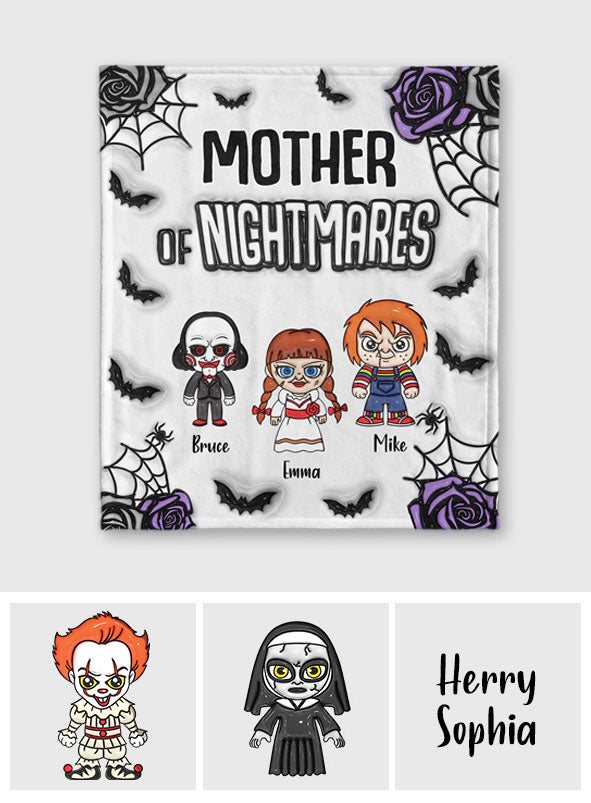 Personalized Mother Blanket with Nightmare Characters for Halloween Blanket GradoCreations