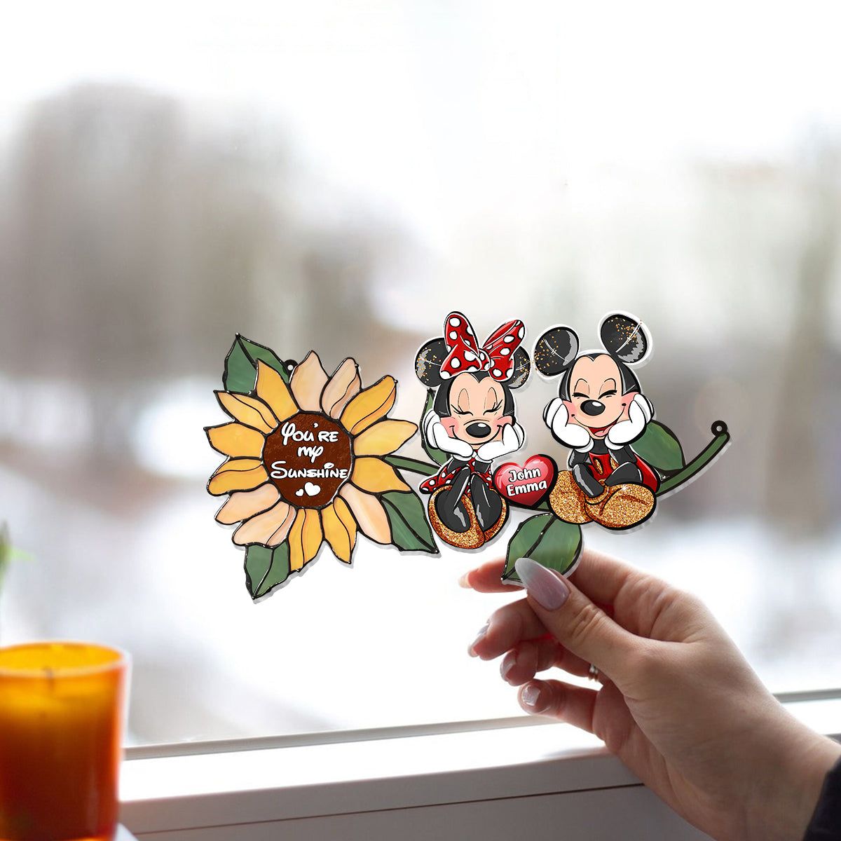 Personalized Sunflower Suncatcher Ornament for Home Decor Window Hanging Suncatcher Ornament GradoCreations