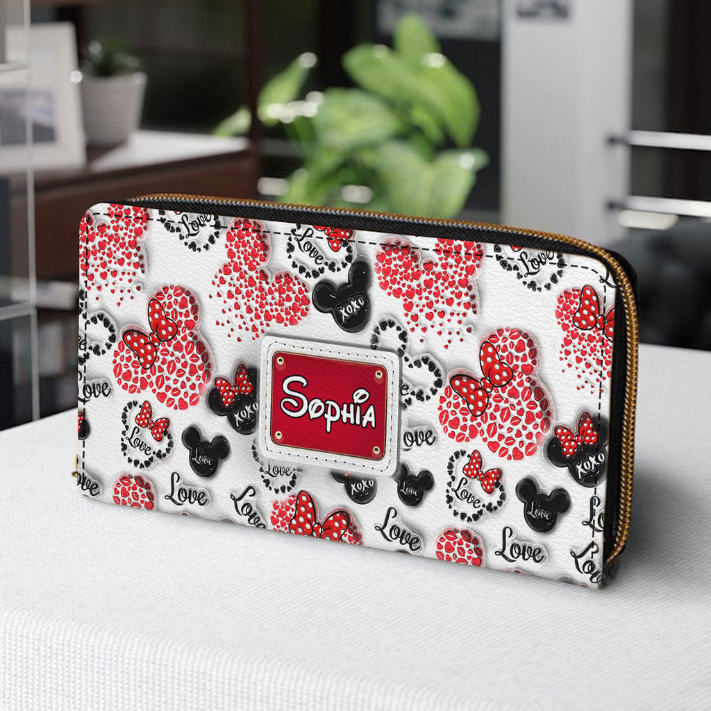 Personalized Minnie Mouse Leather Long Wallet for Women Leather Long Wallet GradoCreations