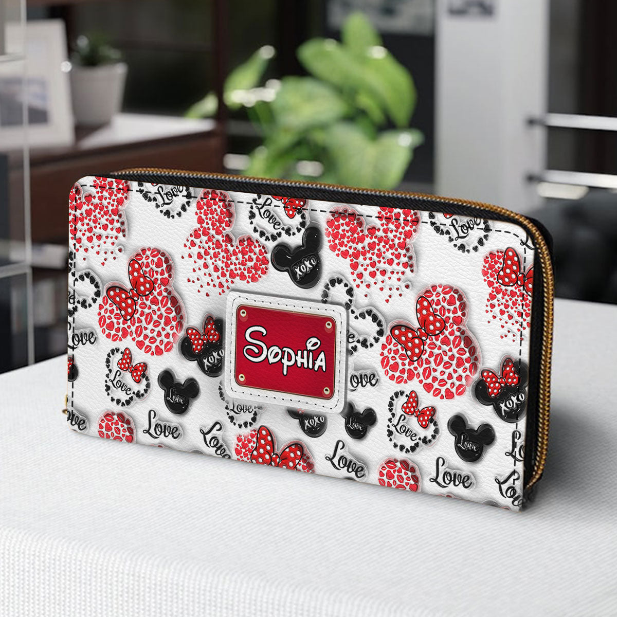 Personalized Minnie Mouse Leather Long Wallet for Women Leather Long Wallet GradoCreations