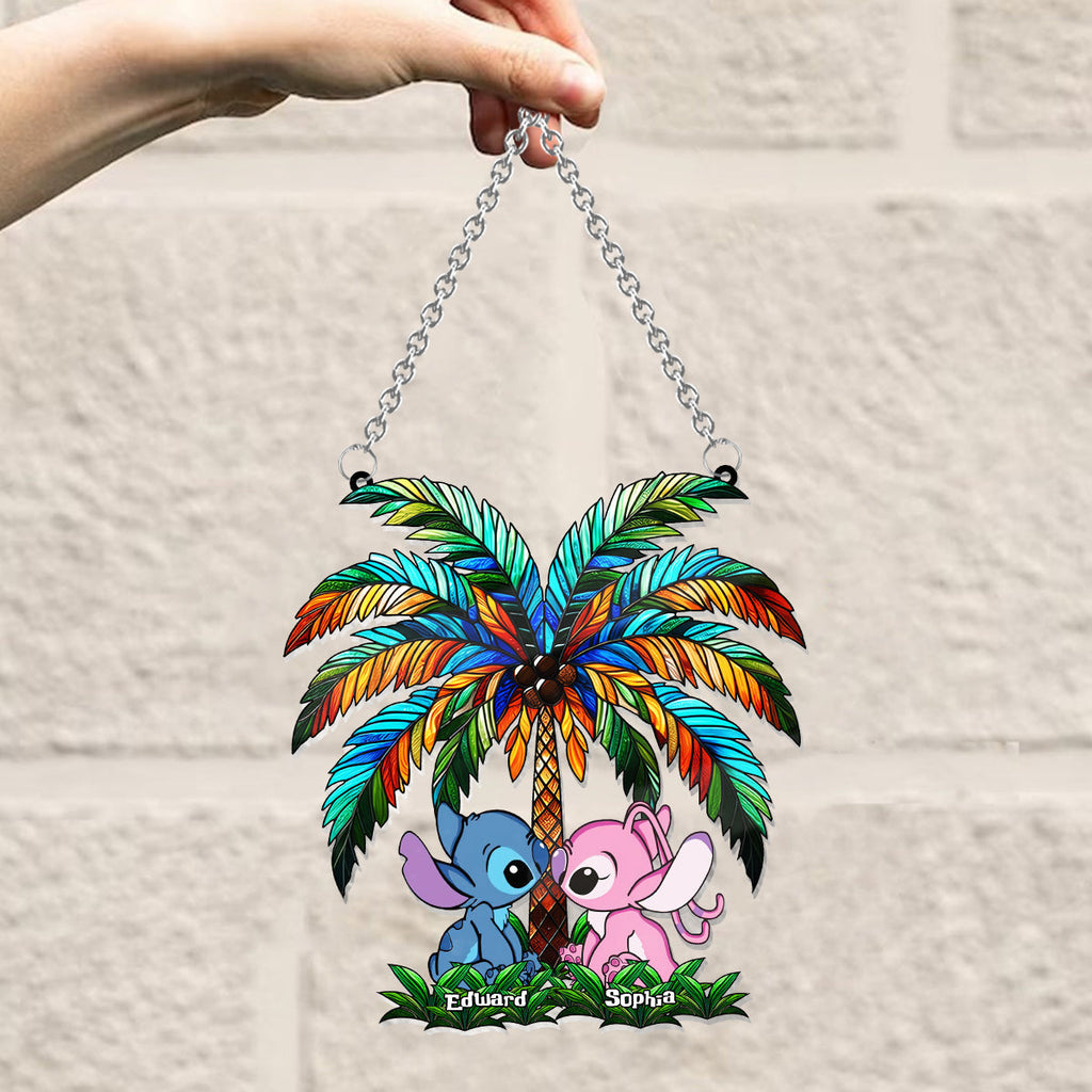 Personalized Ohana Suncatcher Ornament for Couples | Romantic Decor Window Hanging Suncatcher Ornament GradoCreations