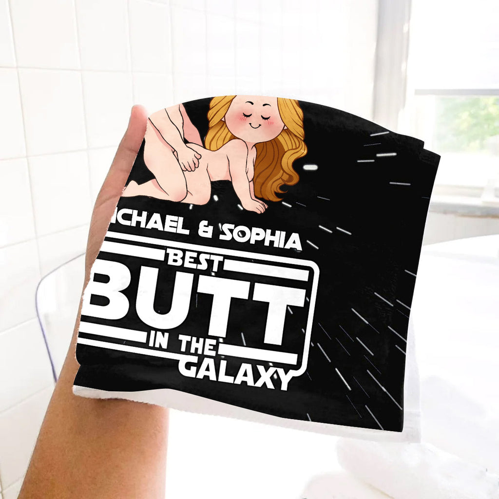 Personalized Funny Towel Gift for Couples Custom Name Best Butt in the Galaxy Towel GradoCreations