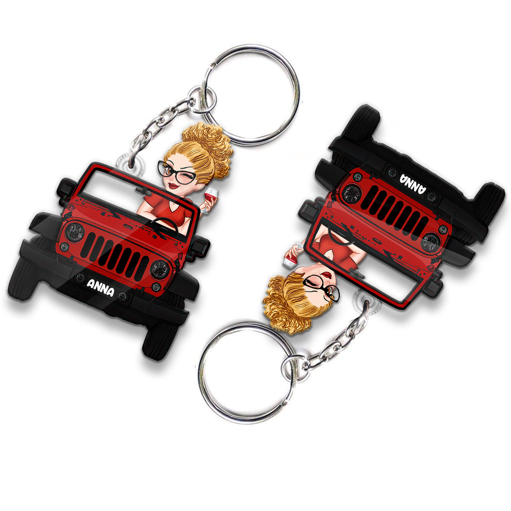 Personalized Acrylic Car Keychain Custom Name Gift for Her One-sided Custom Shaped Keychain GradoCreations