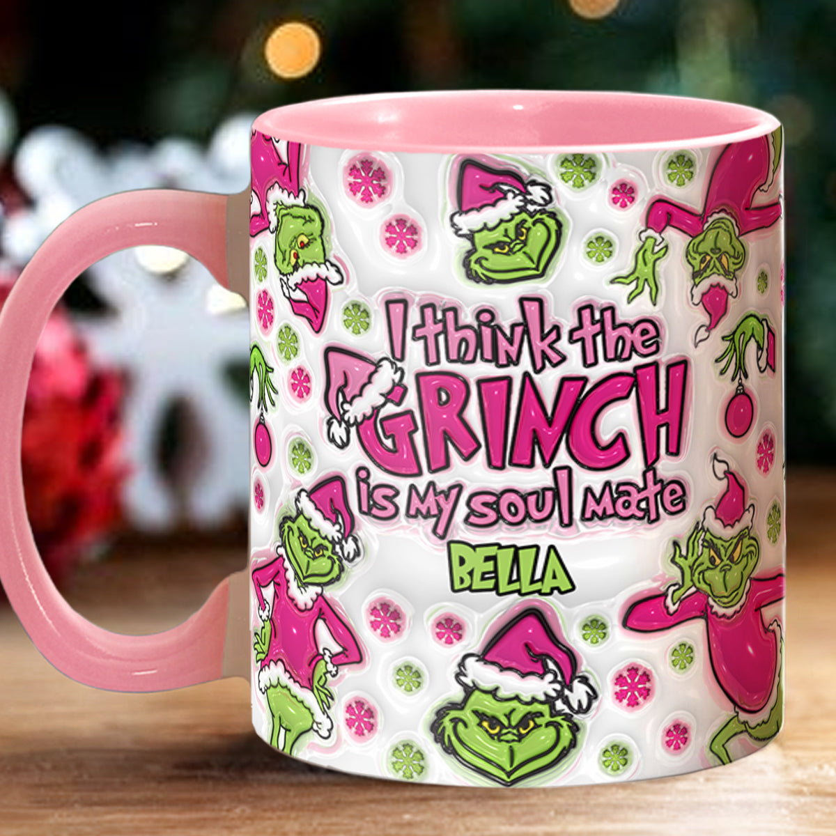 Personalized Grinch Accent Mug Custom Name Christmas Gift Accent Mug GradoCreations