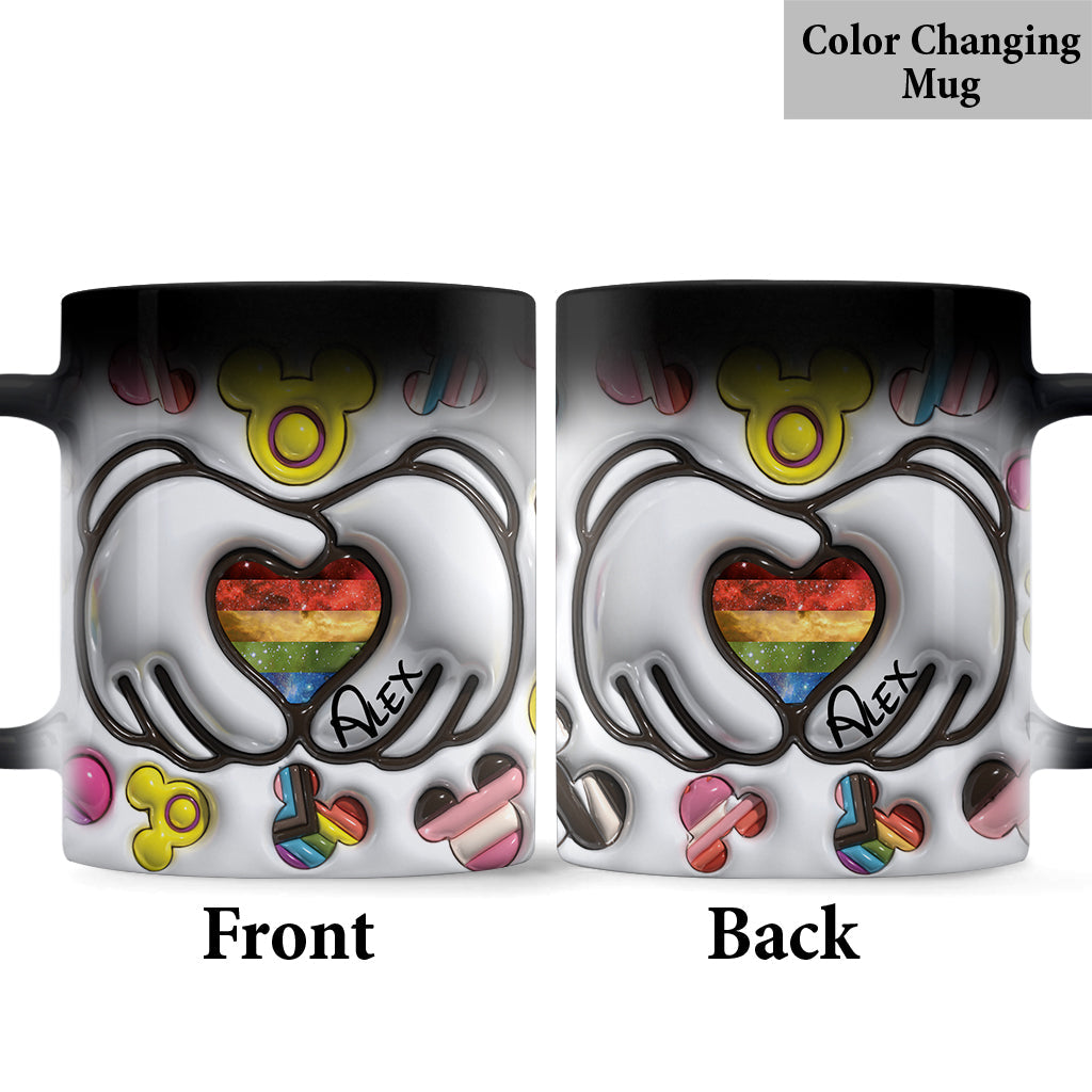 Personalized LGBT Support Mug with Custom Pride Flag Hands Mug GradoCreations