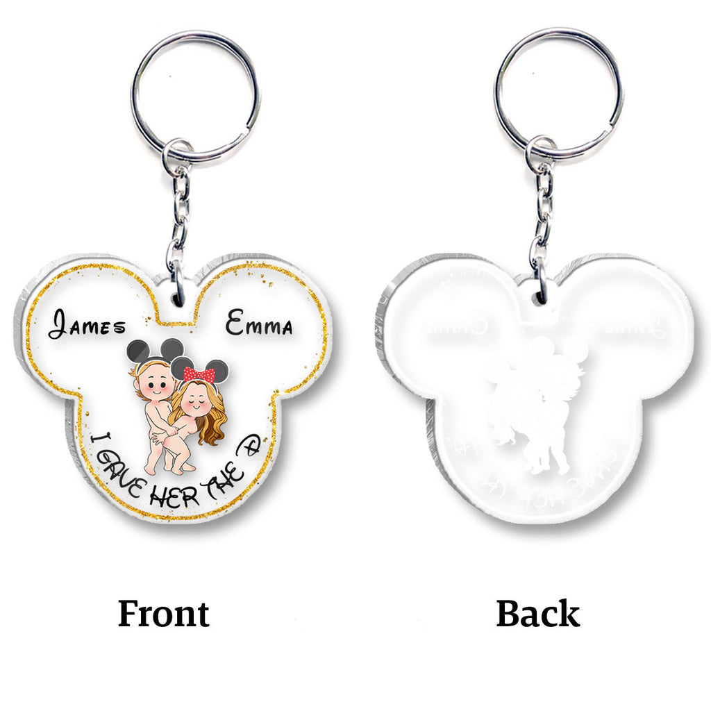 Personalized Acrylic Mouse Ears Keychain Custom Name Gift for Couple One-sided Keychain GradoCreations