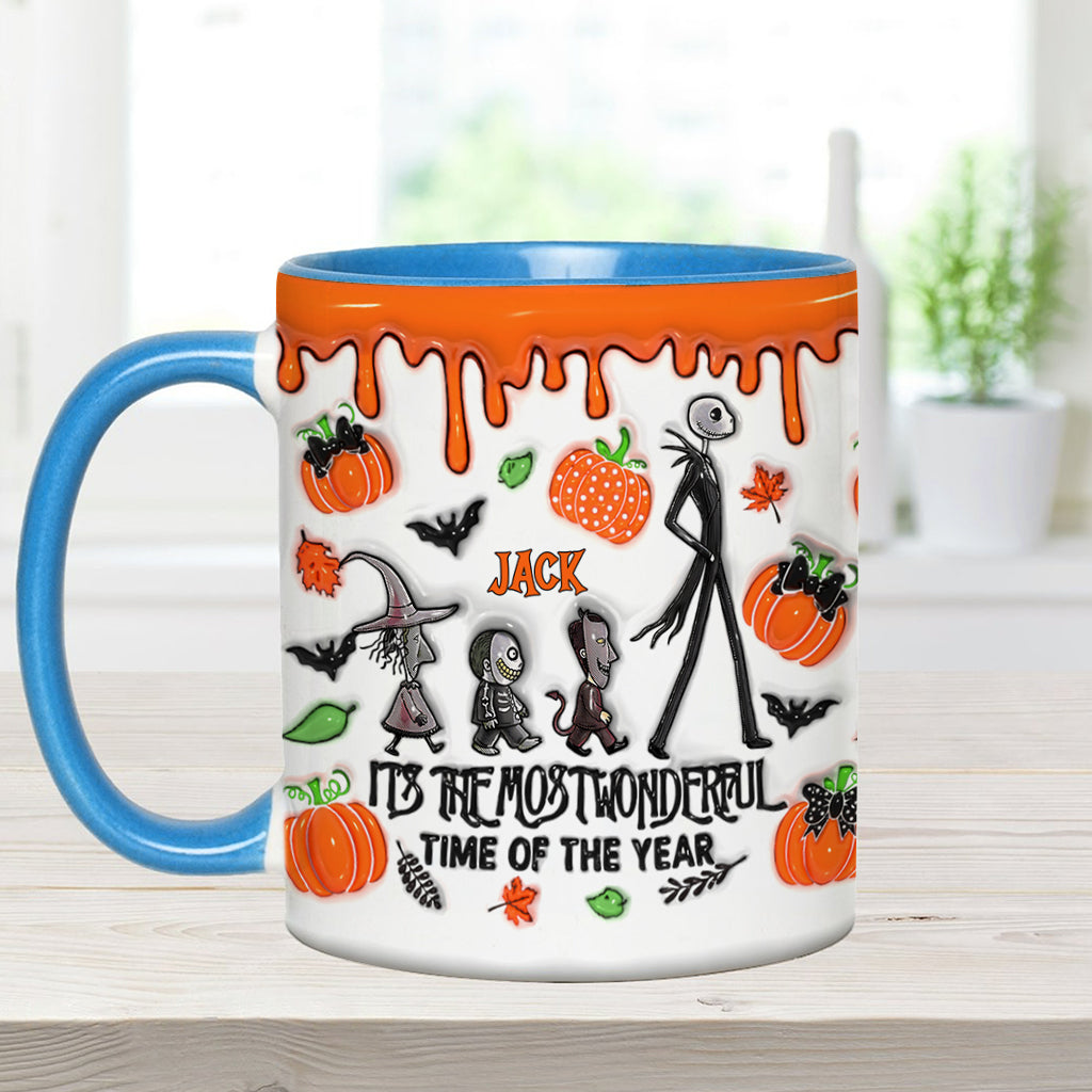 Personalized Autumn Skeleton Accent Mug Custom Name Gift Accent Mug GradoCreations