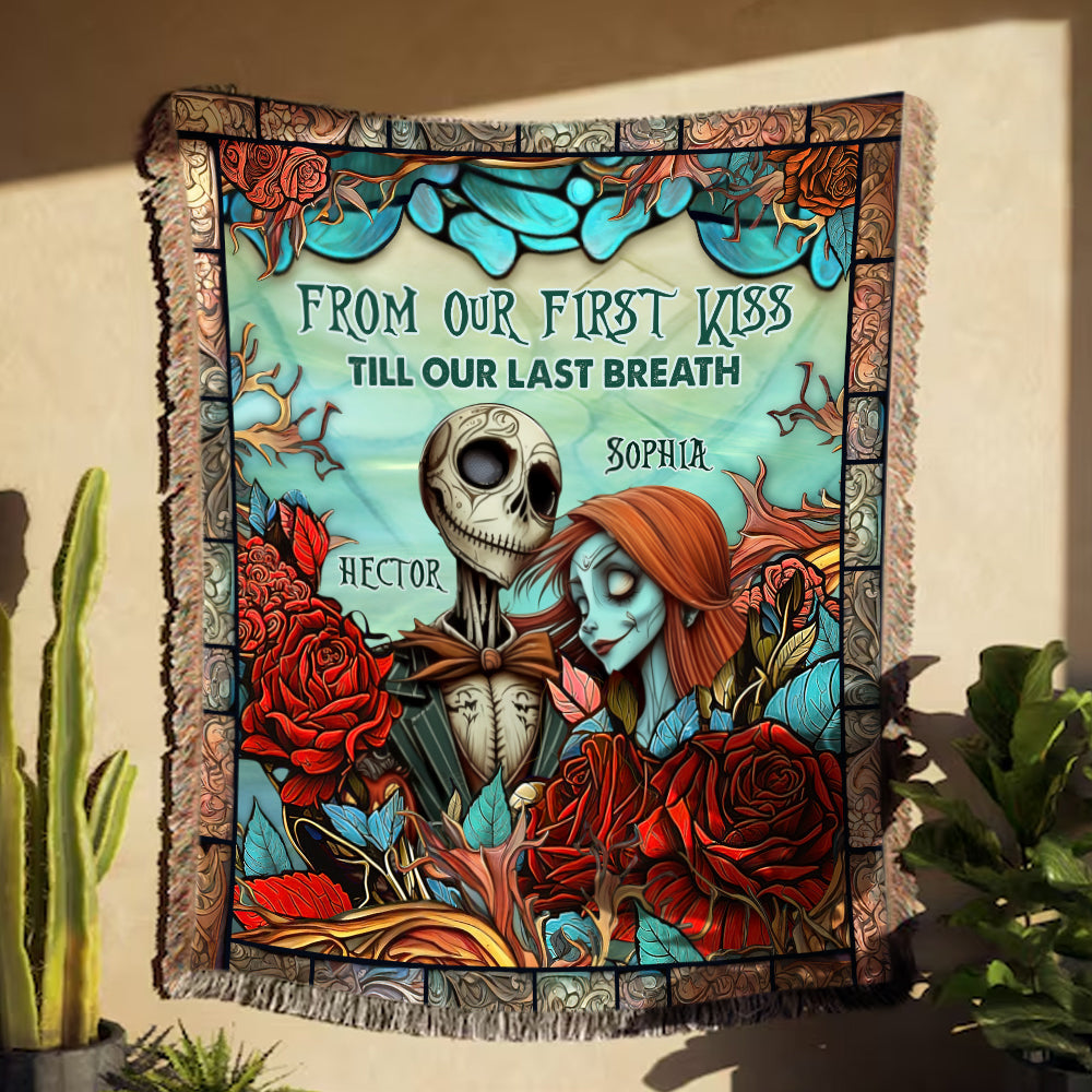 Personalized Woven Blanket Custom Couple Design Gift for Christmas Woven Blanket GradoCreations