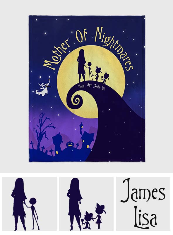 Personalized Nightmare Blanket Custom Name Gift for Mom Blanket GradoCreations