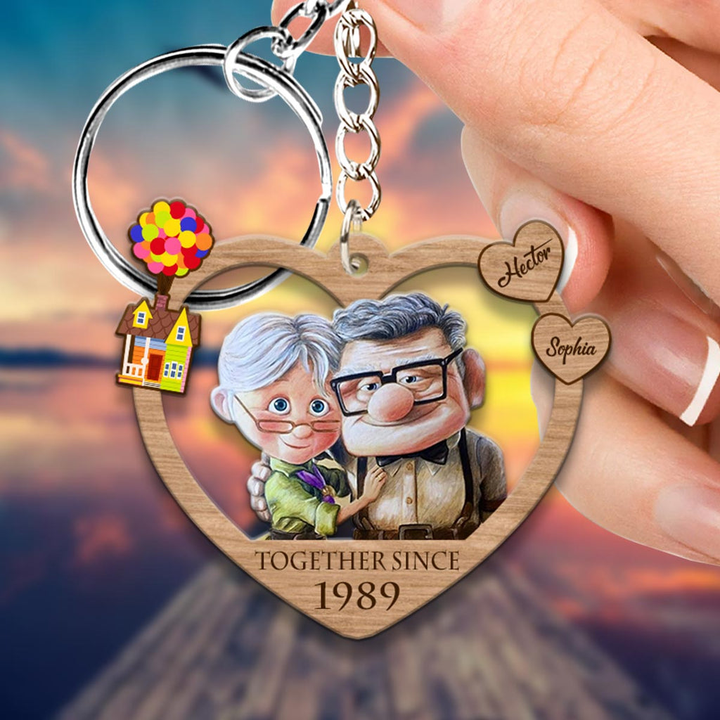 Personalized Couple Keychain Together Since Custom Name Gift Keychain GradoCreations