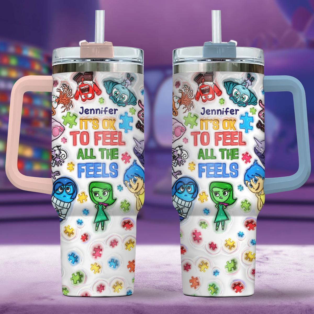 Personalized Autism Awareness Tumbler with Handle for Kids Tumbler With Handle GradoCreations