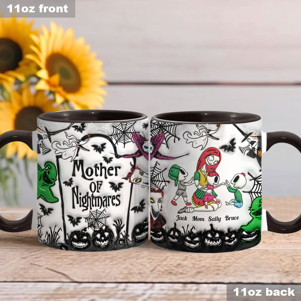 Personalized Nightmare Accent Mug with Custom Names for Mom Accent Mug GradoCreations
