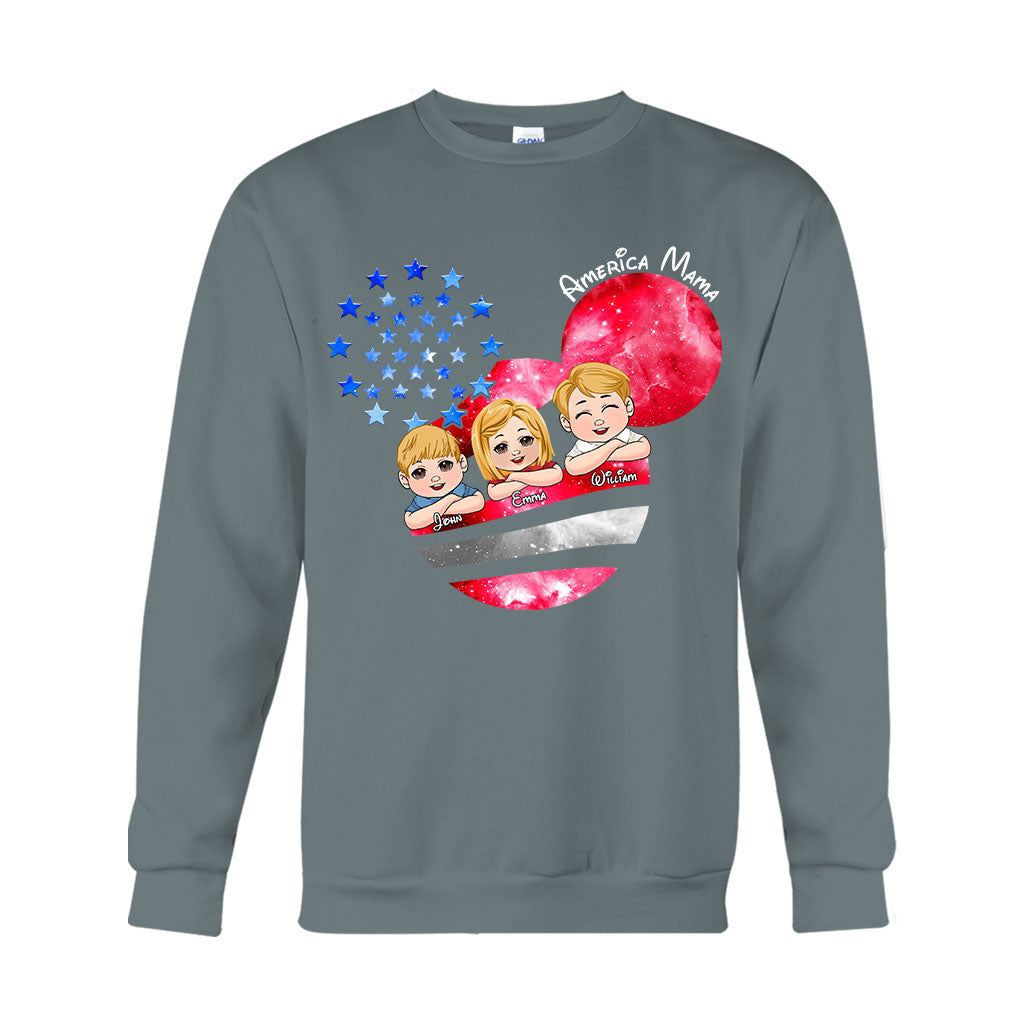 Personalized America Mama T-Shirt & Hoodie Custom Family Gift T-shirt & Hoodie GradoCreations