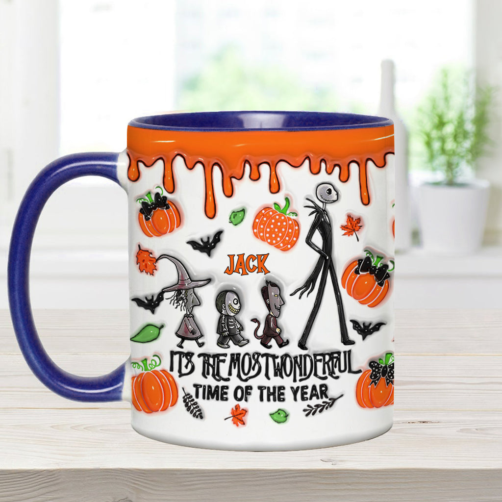 Personalized Autumn Skeleton Accent Mug Custom Name Gift Accent Mug GradoCreations