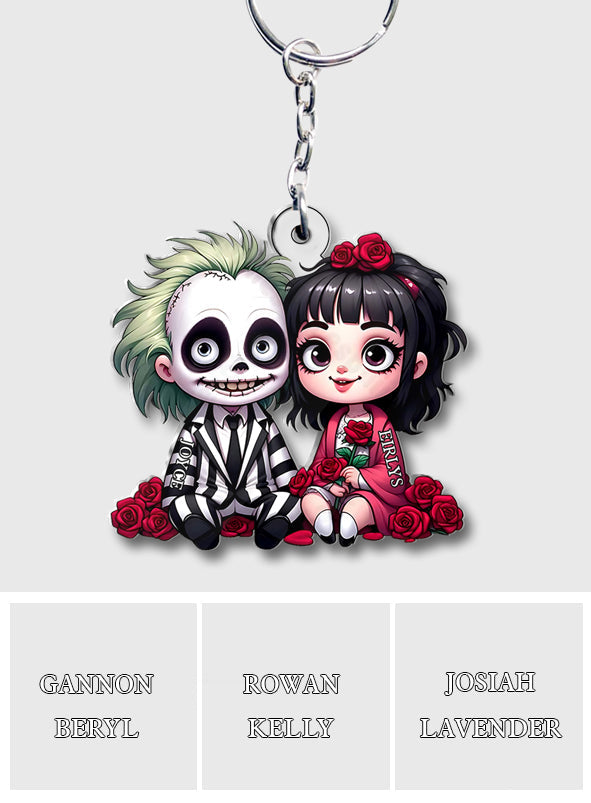 Personalized Horror Couple Keychain Custom Name Gift One-sided Custom Shaped Keychain GradoCreations