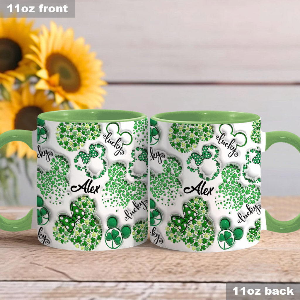 Personalized Shamrock Mouse Ears Accent Mug Gift for St. Patrick's Day Accent Mug GradoCreations
