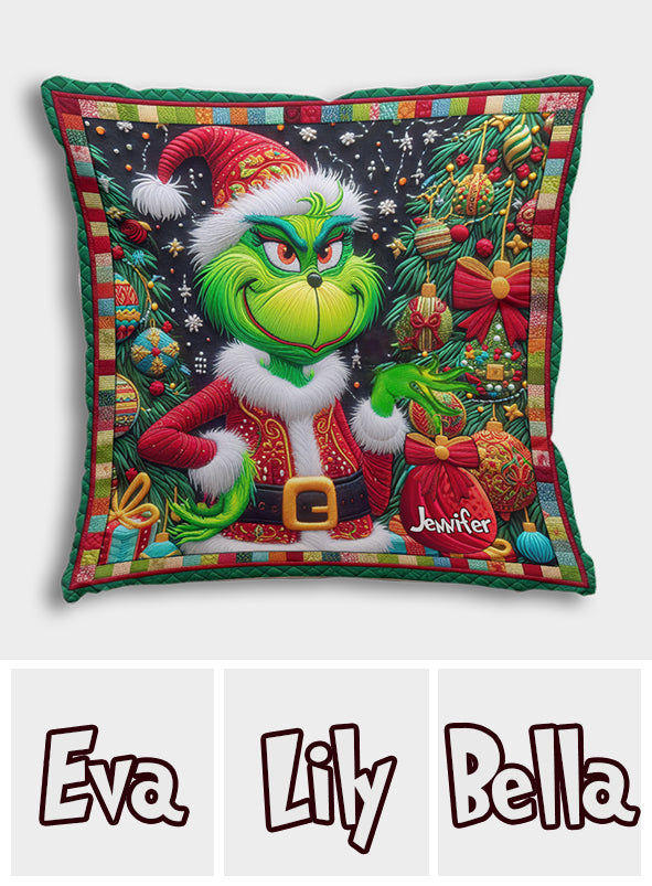 Personalized Grinchmas Throw Pillow Christmas Gift for Kids Throw Pillow GradoCreations