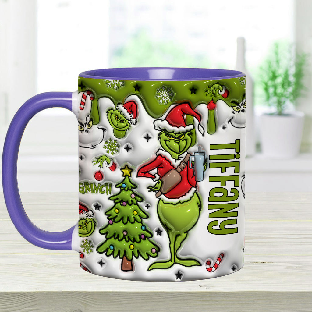 Personalized Grinch Accent Mug Custom Name Gift for Christmas Accent Mug GradoCreations