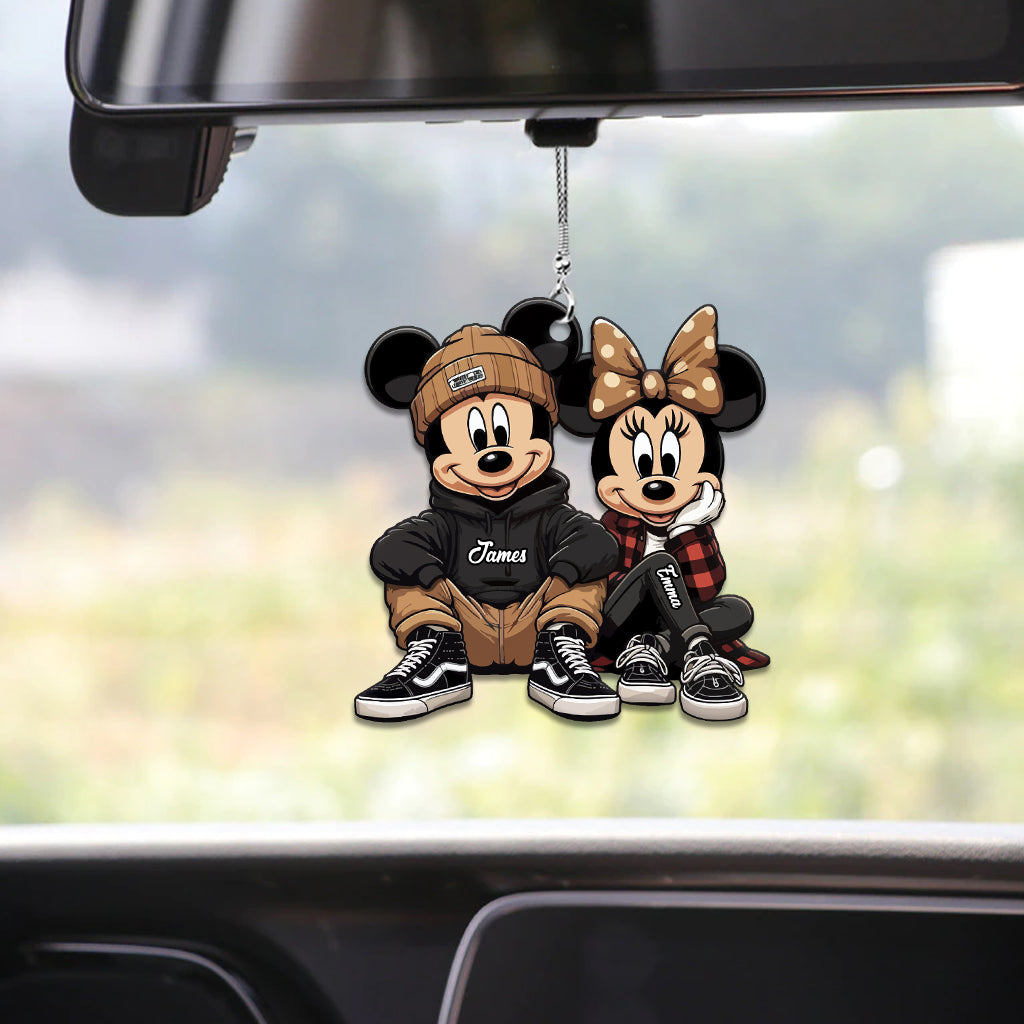 Personalized Chicano Mouse Couple Car Ornament Gift for Christmas Car Ornament GradoCreations